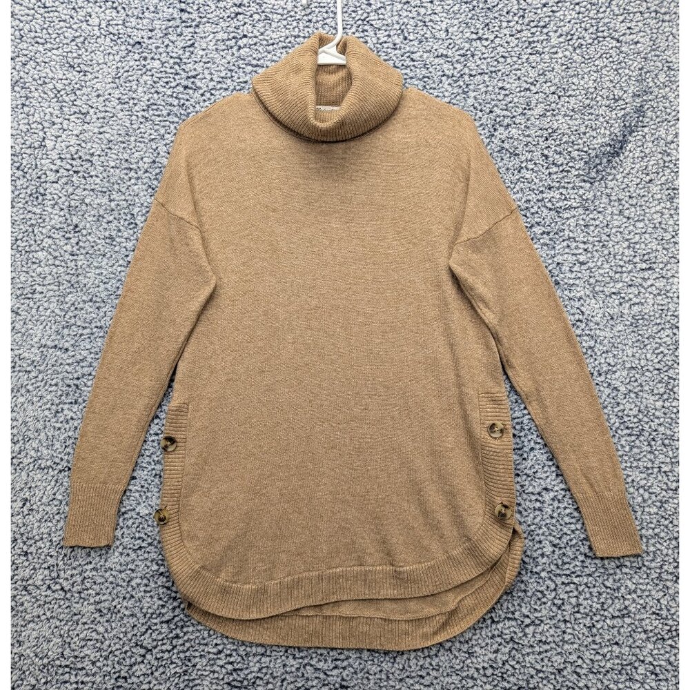 Madewell Turtleneck Sweater Size XS Merino Wool Blend Boho Minimalist Preppy Tan